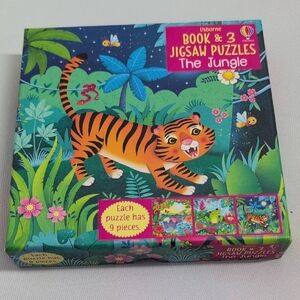 Usborne Jungle Adventure Book And 3 Puzzle Set - Vibrant Colors